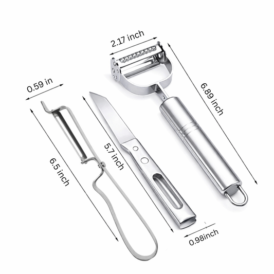 3-in-1 Vegetable Peeler & Julienne Cutter | Stainless Steel Multifunction Kitchen Tool | Potato, Carrot & Cucumber Slicer