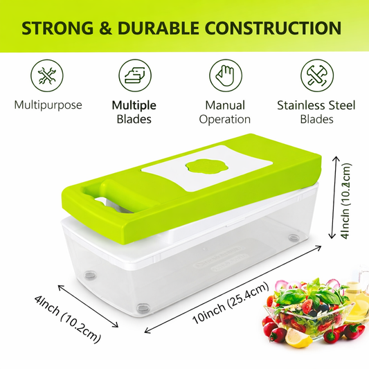 12 in 1 Vegetable Chopper Cutter โ Multifunction Kitchen Slicer Dicer with Stainless Steel Blades & Container
