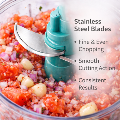 Manual Food Chopper with Pull Cord | Mini Vegetable & Onion Chopper | Stainless Steel Blade Cutter
