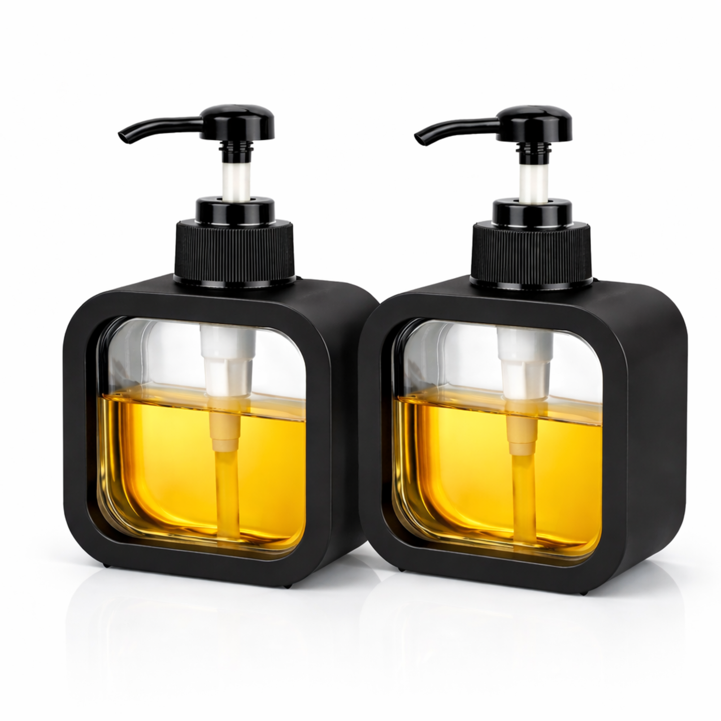 Soap Dispenser Set of 2 | Refillable Liquid Pump Bottles | Modern Design for Kitchen & Bathroom