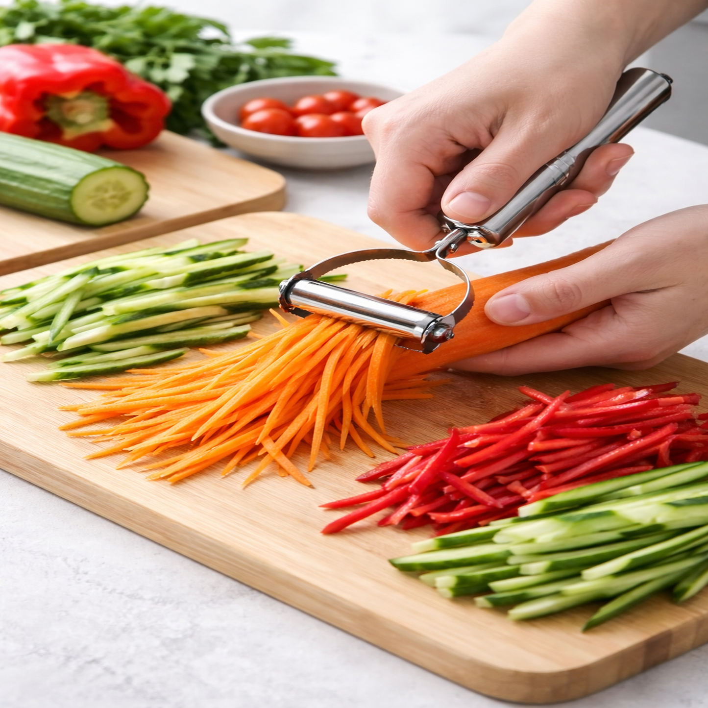 3-in-1 Vegetable Peeler & Julienne Cutter | Stainless Steel Peeler for Potato, Carrot & Cucumber Slicer