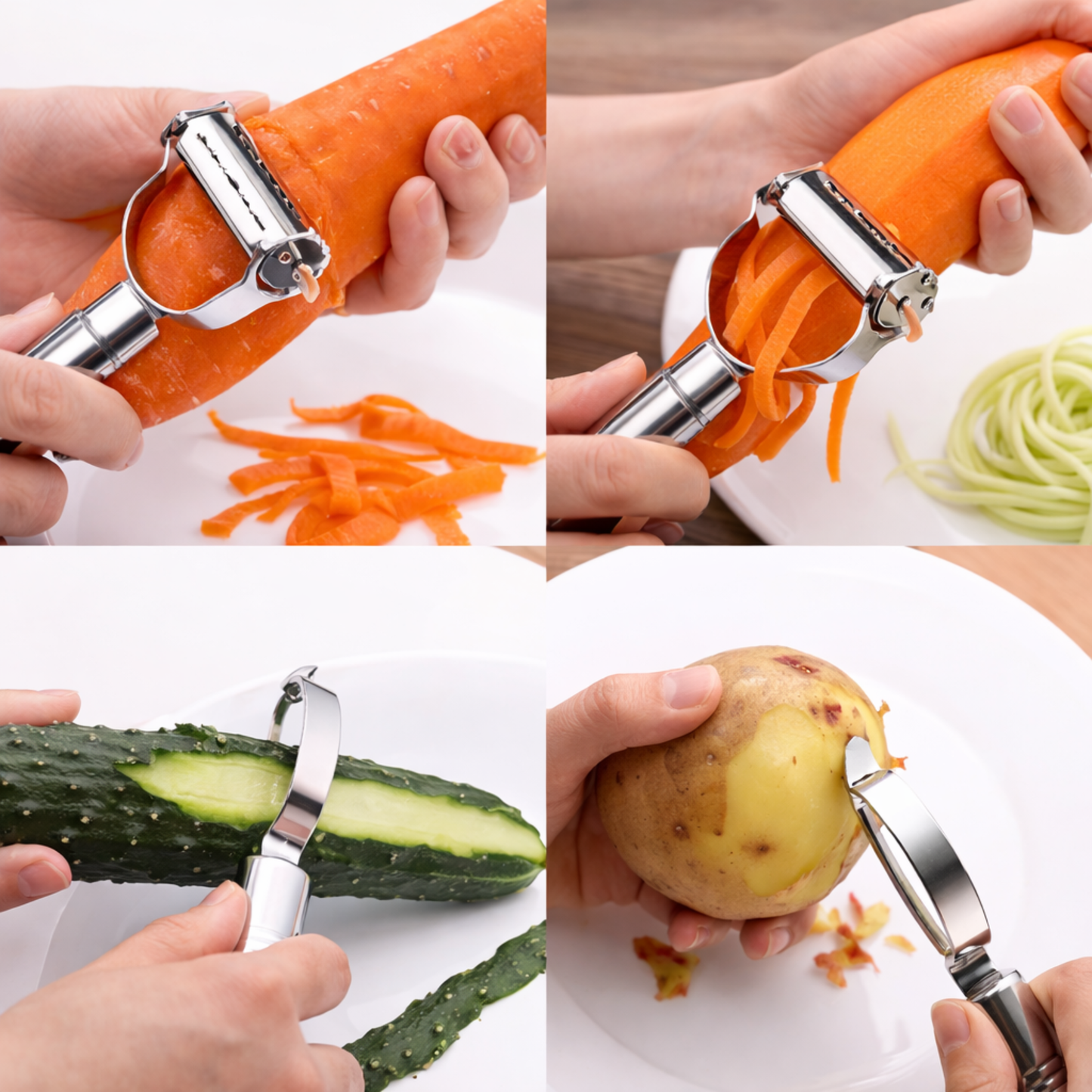 3-in-1 Vegetable Peeler & Julienne Cutter | Stainless Steel Peeler for Potato, Carrot & Cucumber Slicer