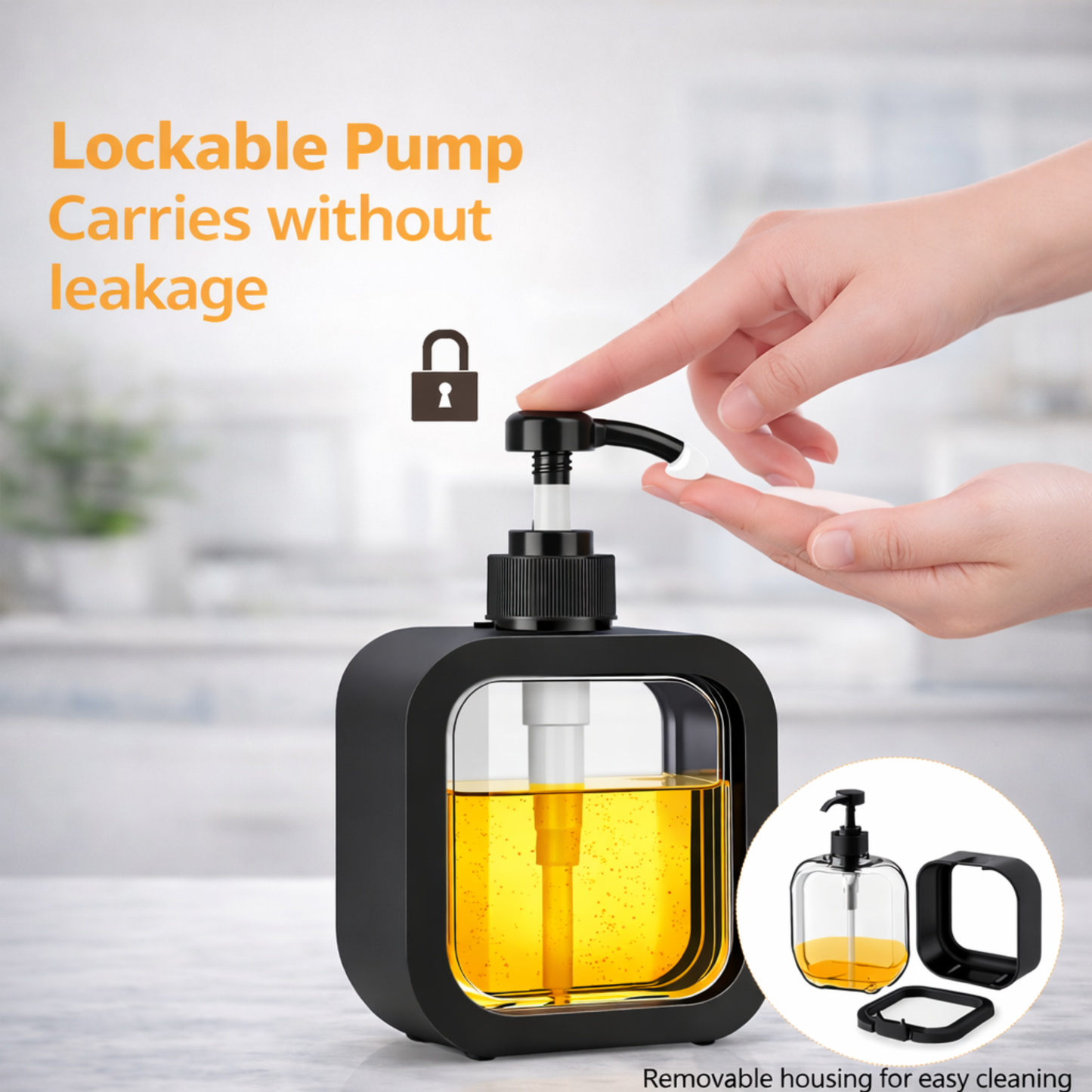 Soap Dispenser Set of 2 | Refillable Liquid Pump Bottles | Modern Design for Kitchen & Bathroom