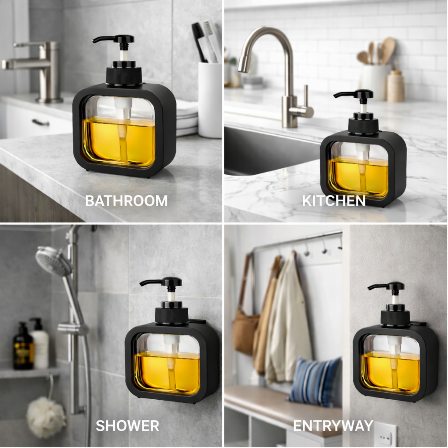 Soap Dispenser Set of 2 | Refillable Liquid Pump Bottles | Modern Design for Kitchen & Bathroom