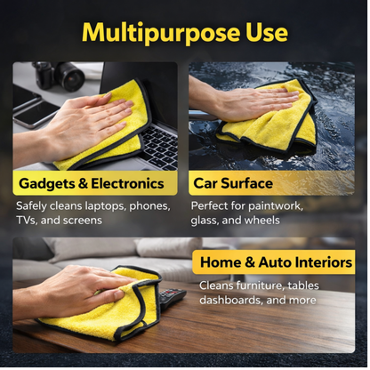 Microfiber Cleaning Cloth Pack of 3 | Lint-Free, Ultra Soft | Car, Glass, Screen & Kitchen (30×38 cm)