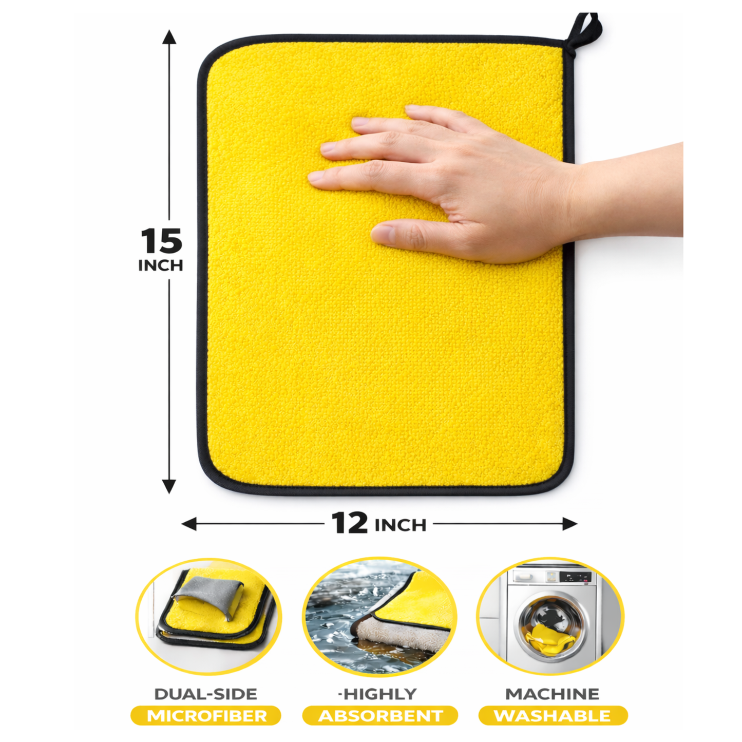 Microfiber Cleaning Cloth Pack of 3 | Lint-Free, Ultra Soft | Car, Glass, Screen & Kitchen (30×38 cm)
