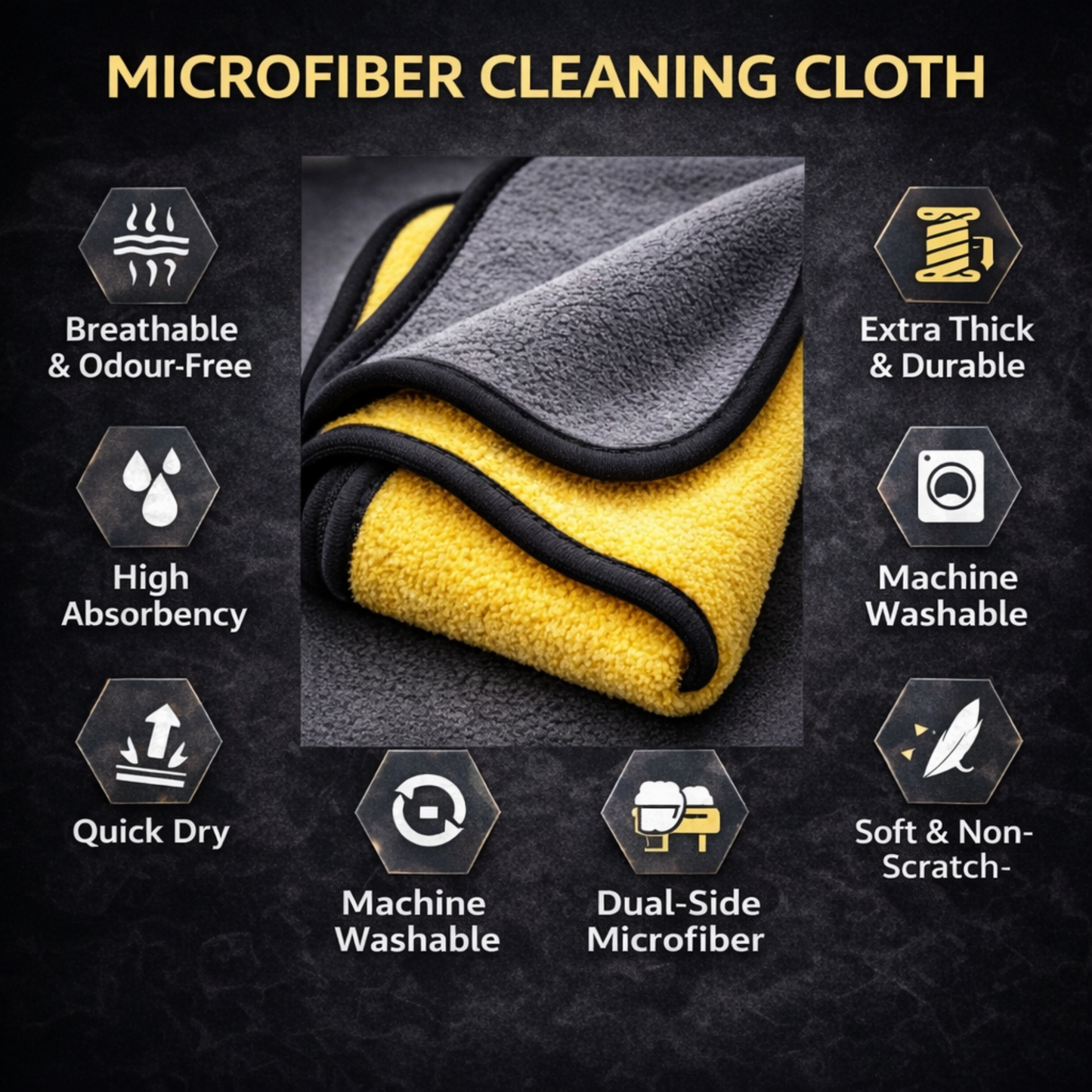 Microfiber Cleaning Cloth Pack of 3 | Lint-Free, Ultra Soft | Car, Glass, Screen & Kitchen (30×38 cm)